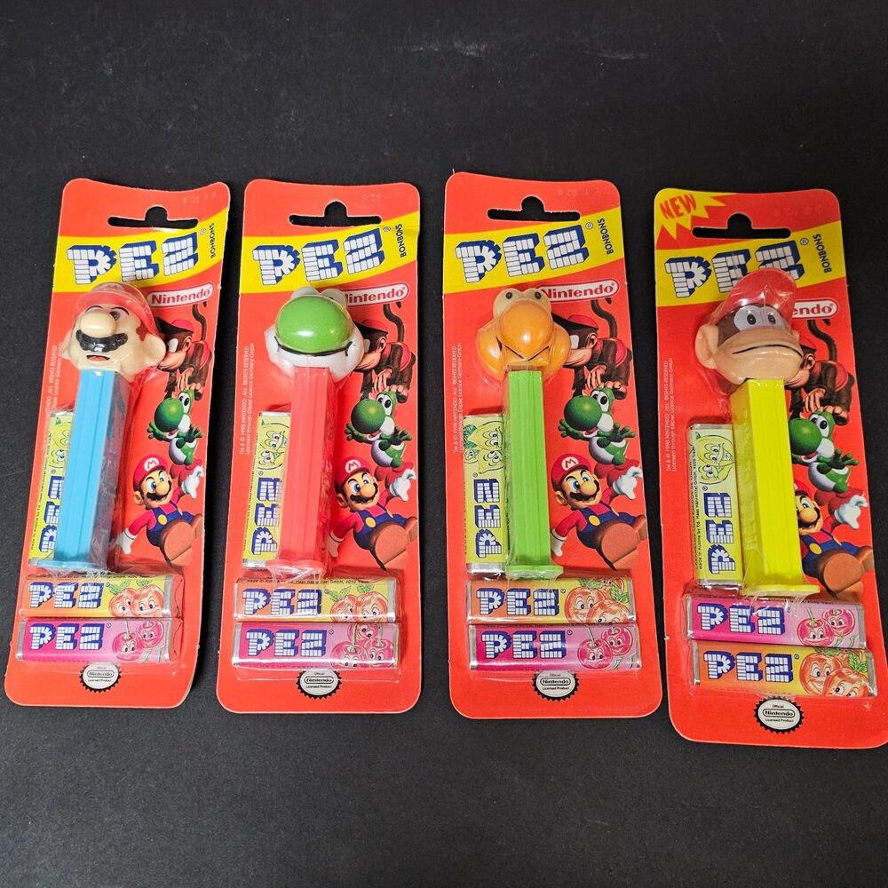 Nintendo Super Mario PEZ Dispensers 1998 New Mario Diddy Kong Koopa Troopa Yoshi
